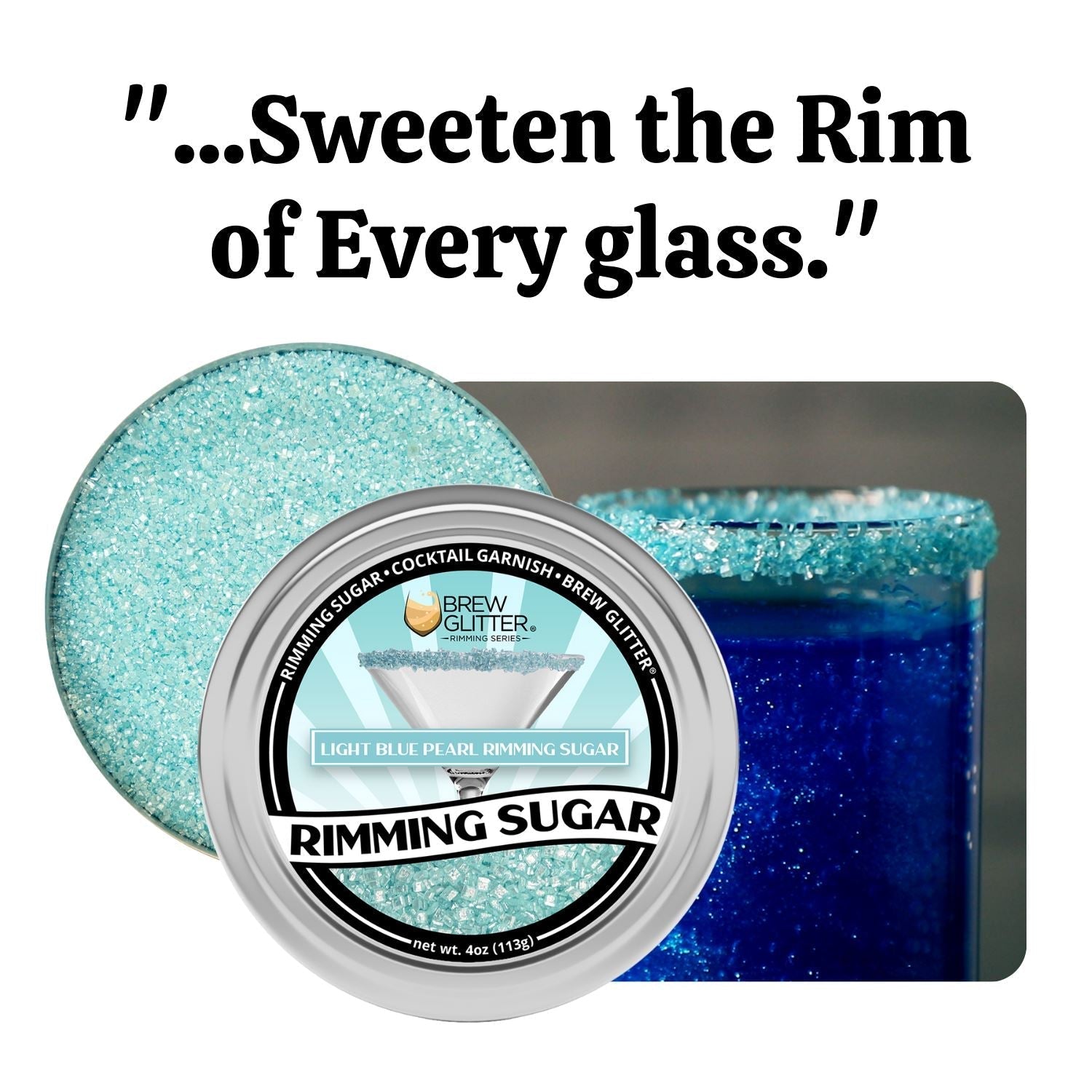 Light Blue Pearl Cocktail Rimming Sugar-Brew Glitter®