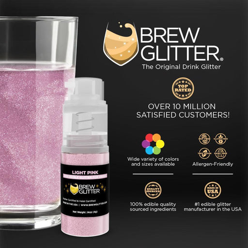 Light Pink Edible Glitter Mini Spray Pump for Drinks-Brew Glitter®