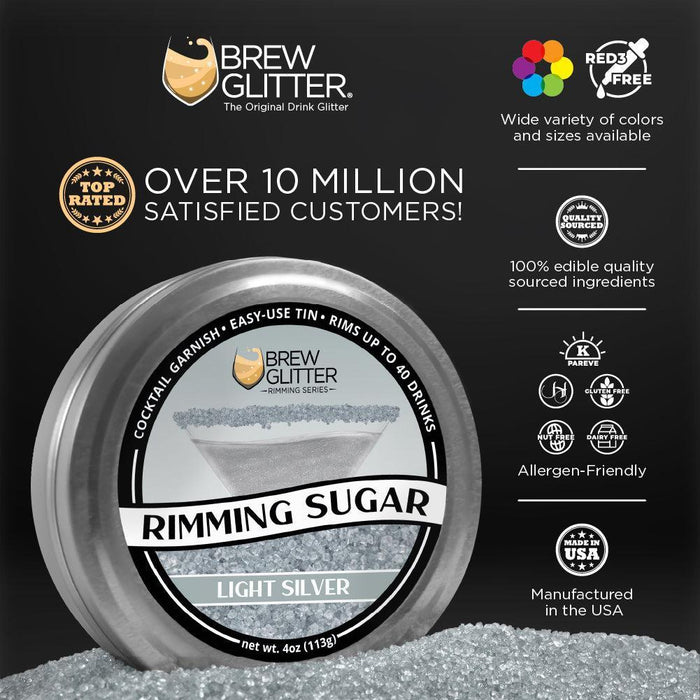 Light Silver Cocktail Rimming Sugar-Brew Glitter®