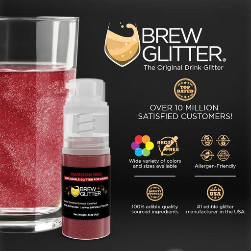 Maroon Red Brew Glitter Mini Spray Pump by the Case | Private Label-Brew Glitter®