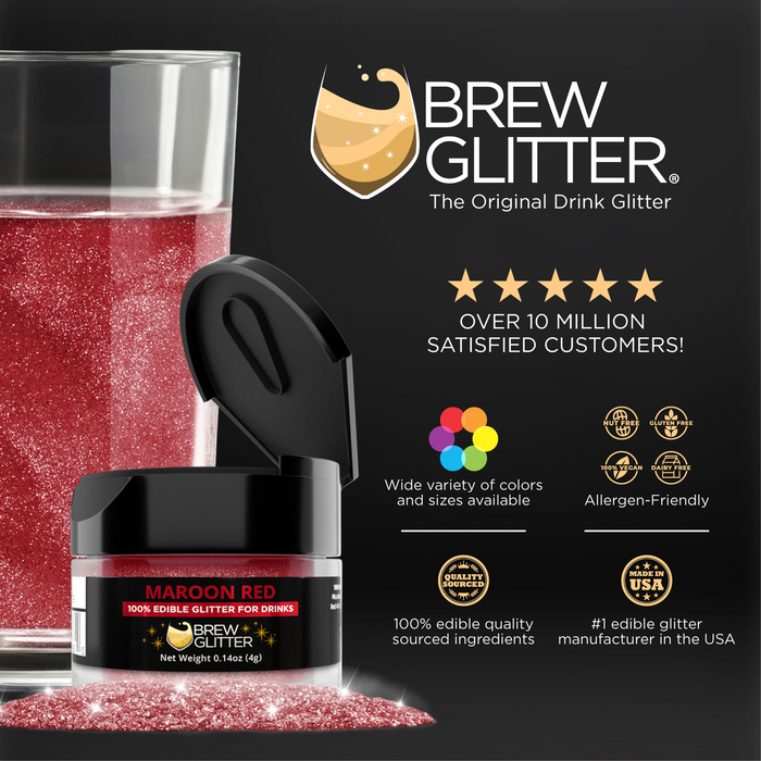 Maroon Red Edible Glitter Mini Spray Pump for Drinks-Brew Glitter®