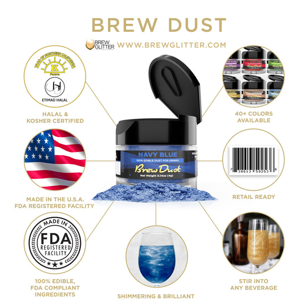 Navy Blue Edible Brew Dust | 4 Gram Jar-Brew Glitter®