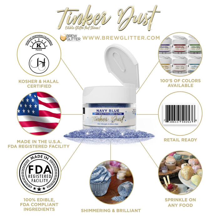 Navy Blue Edible Glitter Tinker Dust | 5 Gram Jar-Brew Glitter®