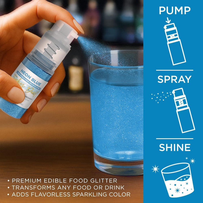 Neon Blue Edible Glitter Spray 4g Pump | Tinker Dust-Brew Glitter®