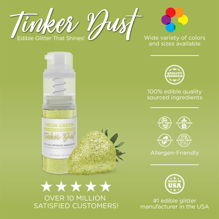 Neon Green Edible Glitter Spray 4g Pump | Tinker Dust®-Brew Glitter®