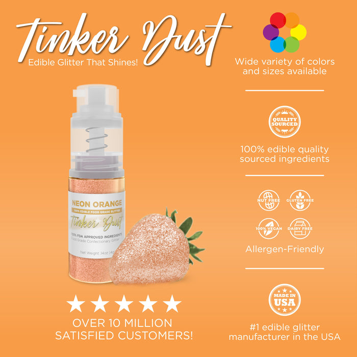 Neon Orange Edible Glitter Spray 4g Pump | Tinker Dust®-Brew Glitter®