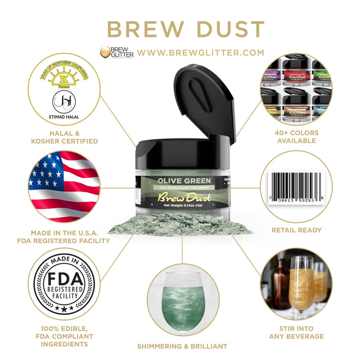 Olive Green Brew Dust by the Case | Private Label-Brew Glitter®