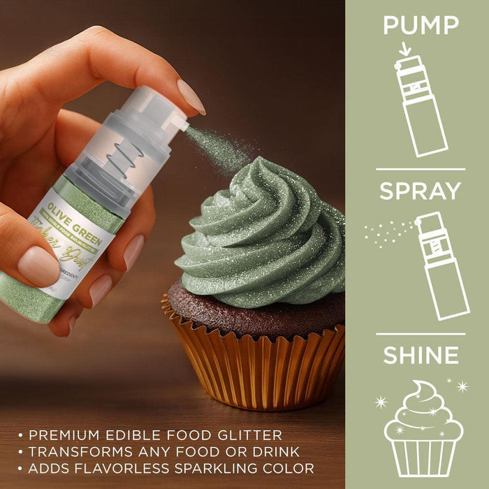 Olive Green Edible Glitter Spray 4g Pump | Tinker Dust®-Brew Glitter®