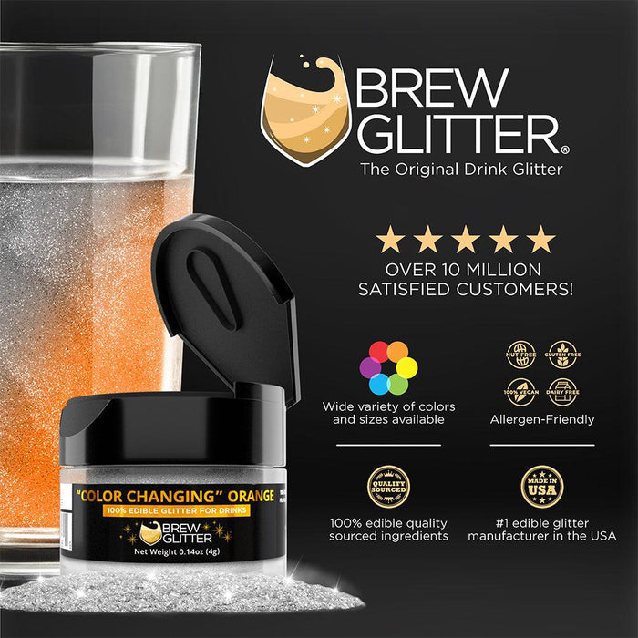 Orange Color Changing Brew Glitter | | Mini Pump Wholesale by the Case-Brew Glitter®