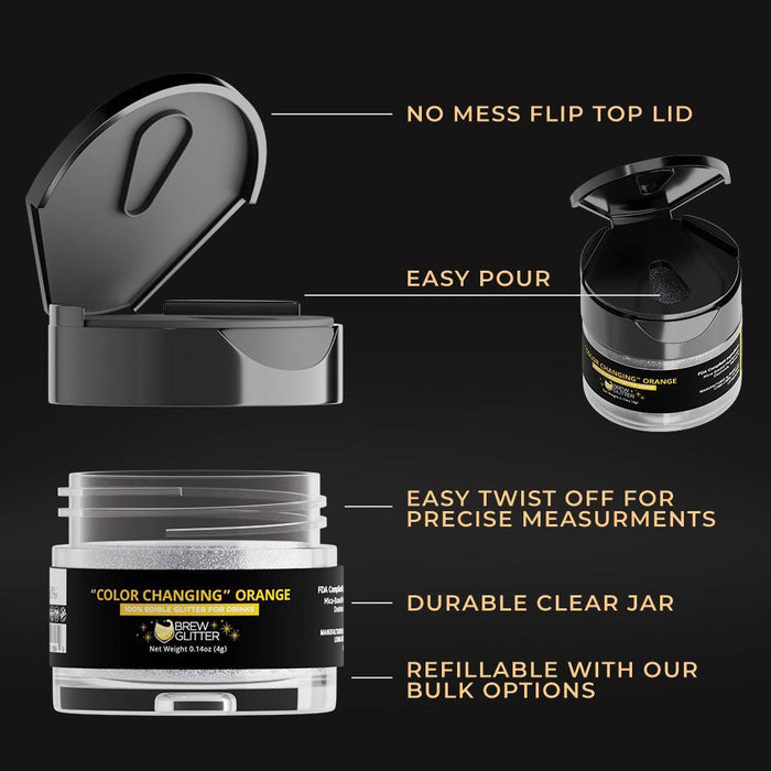 Orange Edible Color Changing Brew Glitter | 4 Gram Jar-Brew Glitter®