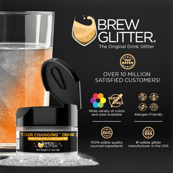 Orange Edible Color Changing Brew Glitter | Bulk Size-Brew Glitter®