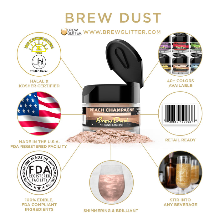 Peach Champagne Brew Dust by the Case | Private Label-Brew Glitter®