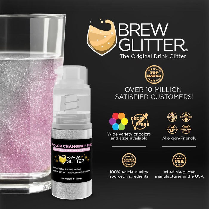 Pink Color Changing Brew Glitter | Mini Pump Wholesale by the Case-Brew Glitter®