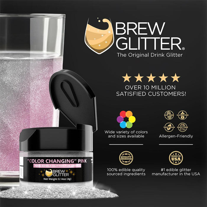 Pink Color Changing Brew Glitter | Mini Pump Wholesale by the Case-Brew Glitter®