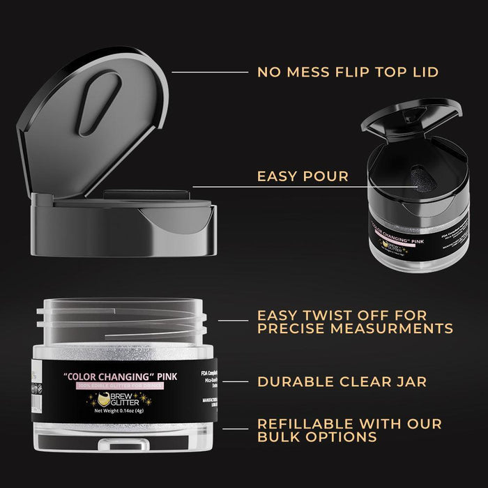 Pink Edible Color Changing Brew Glitter | 4 Gram Jar-Brew Glitter®