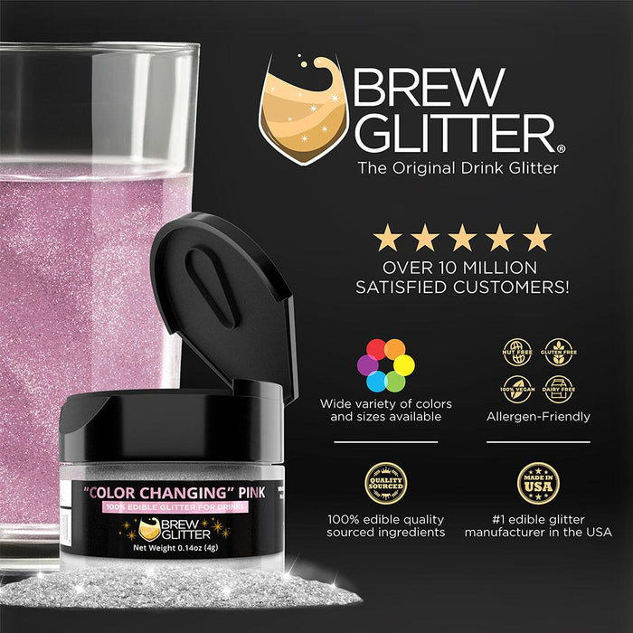 Pink Edible Color Changing Brew Glitter | Coffee & Latte Glitter-Brew Glitter®