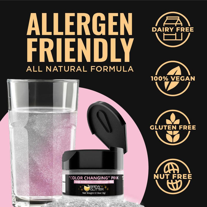 Pink Edible Color Changing Brew Glitter | Food Grade Beverage Glitter-Brew Glitter®