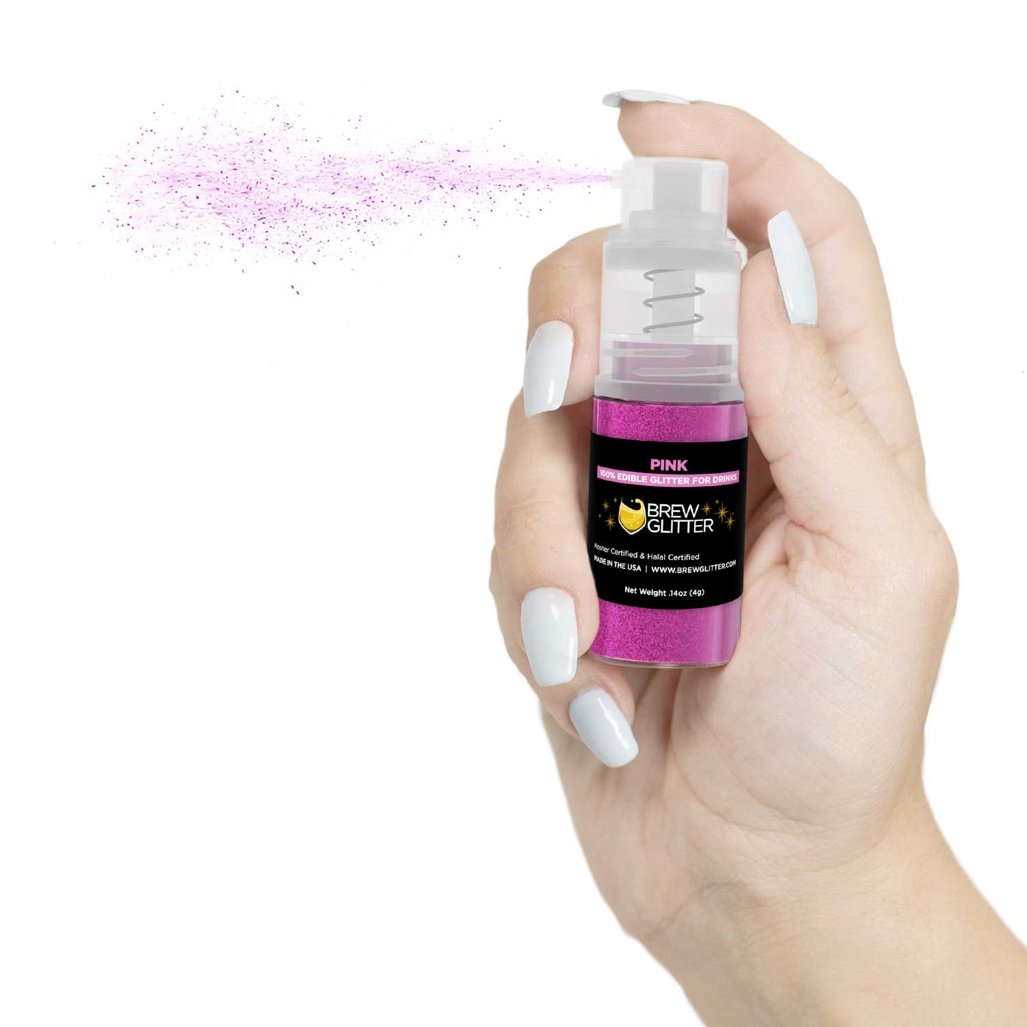 Pink Edible Glitter Mini Spray Pump for Drinks-Brew Glitter®