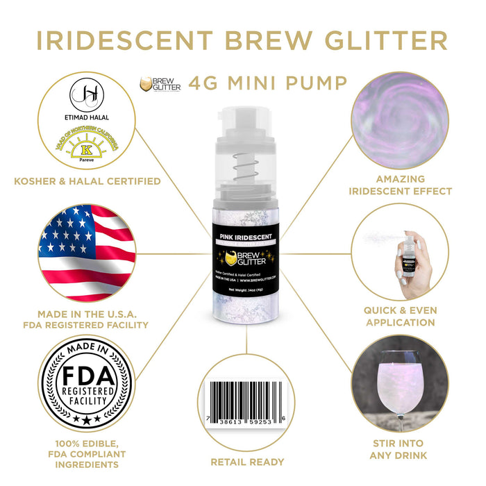 Pink Iridescent Brew Glitter | Mini Pump Wholesale by the Case-Brew Glitter®