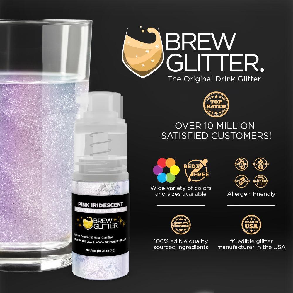 Pink Iridescent Brew Glitter Mini Spray Pump by the Case | Private Label-Brew Glitter®
