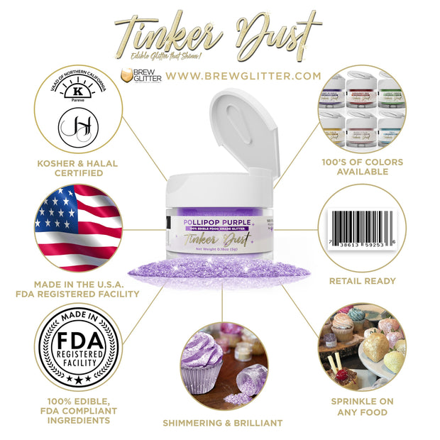 Pollipop Purple Edible Glitter Tinker Dust | 5 Gram Jar-Brew Glitter®