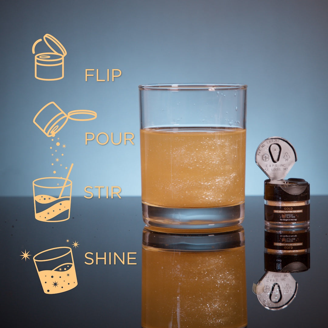 how-to video for using gold glitter to drinks