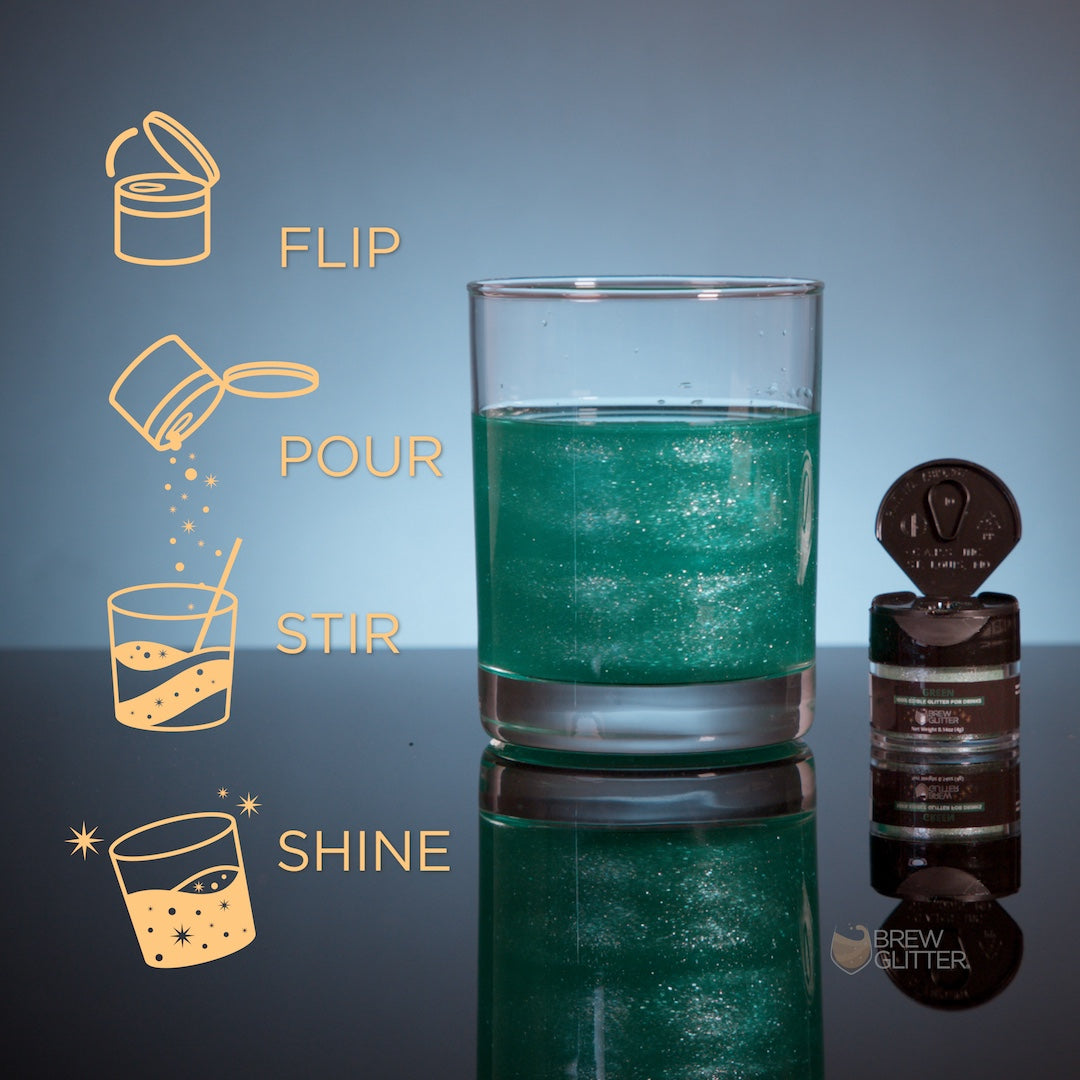 Green Edible Glitter Spray Pump for Drinks