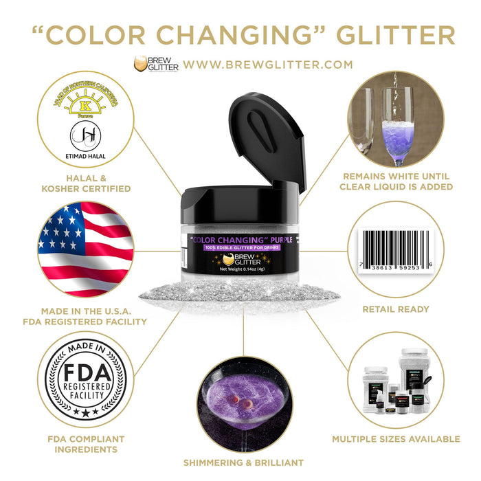 Purple Edible Color Changing Brew Glitter | Food Grade Beverage Glitter-Brew Glitter®