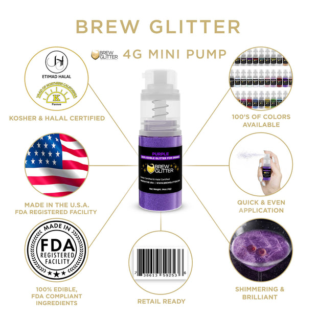 Purple Edible Glitter Mini Spray Pump for Drinks-Brew Glitter®