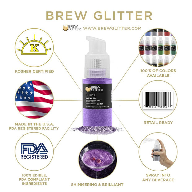 Purple Edible Glitter Spray Pump for Drinks-Brew Glitter®