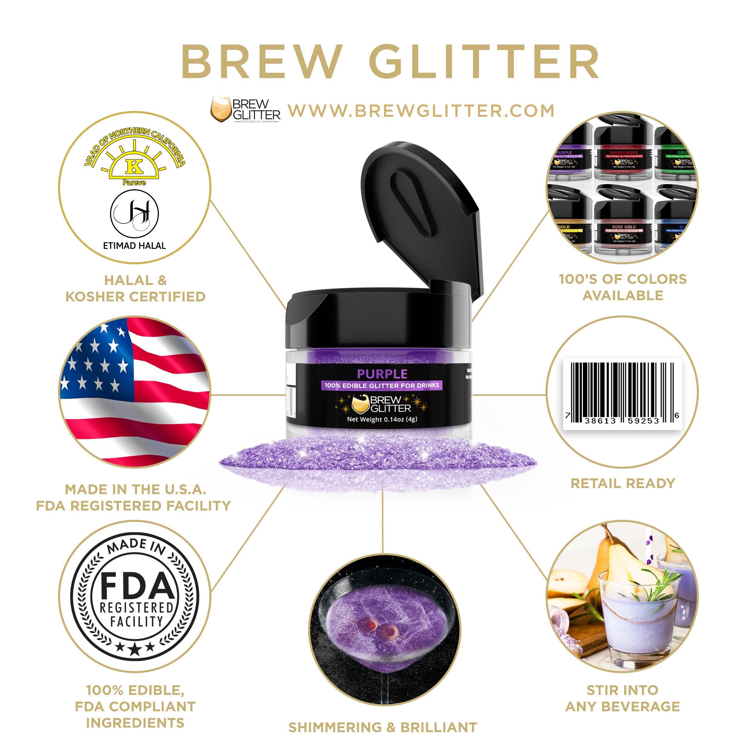 Purple Food Grade Brew Glitter | 4 Gram Jar-Brew Glitter®