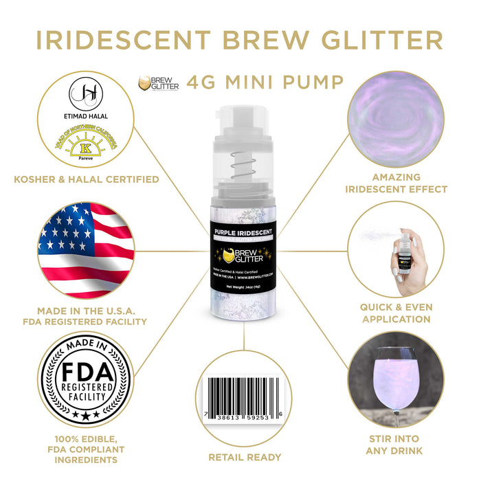 Purple Iridescent Edible Glitter Mini Spray Pump for Drinks-Brew Glitter®