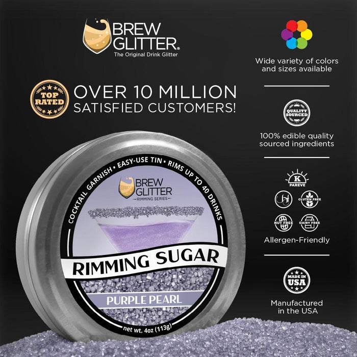 Purple Pearl Cocktail Rimming Sugar | Private Label (48 units per/case)-Brew Glitter®