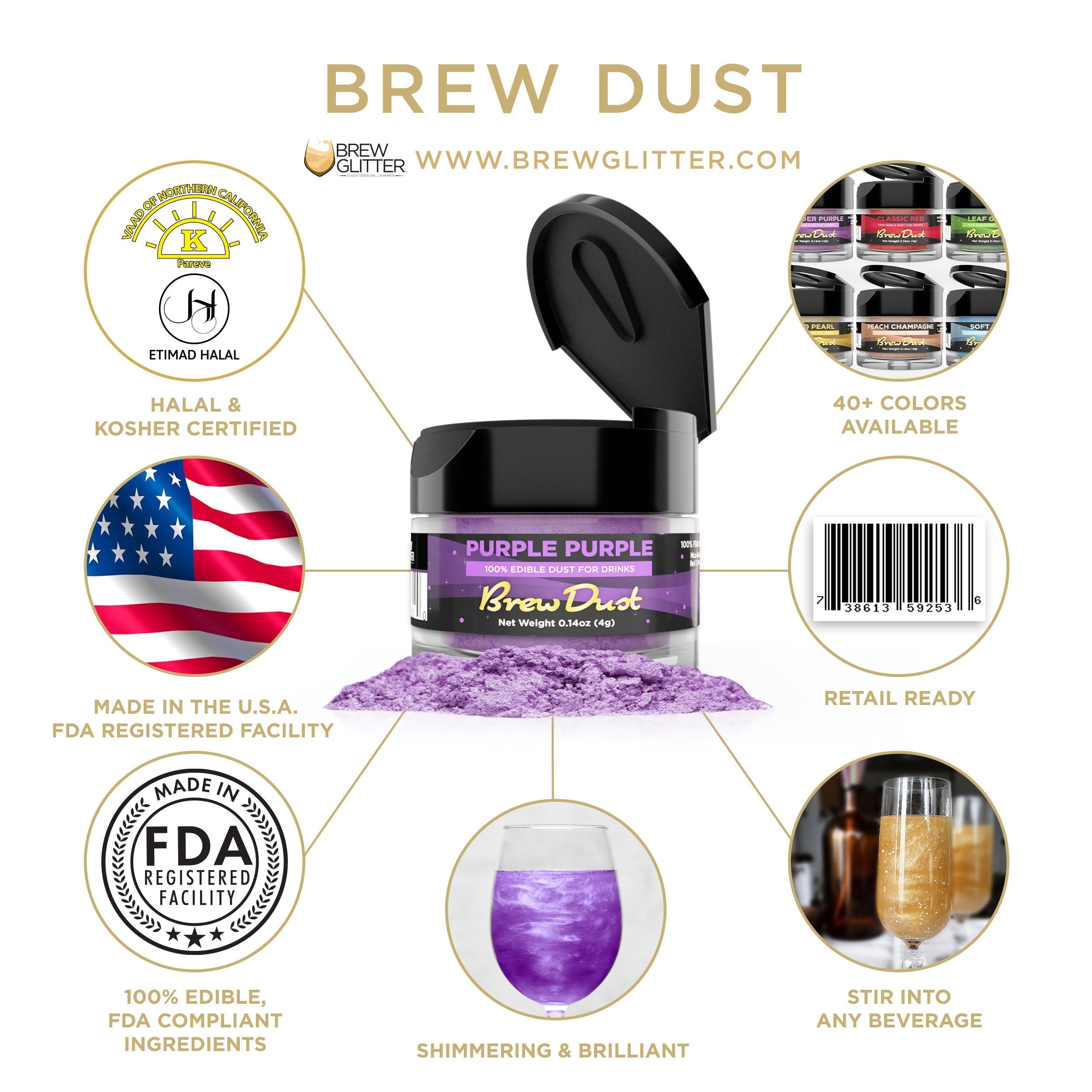 Purple Purple Edible Brew Dust | 4 Gram Jar-Brew Glitter®