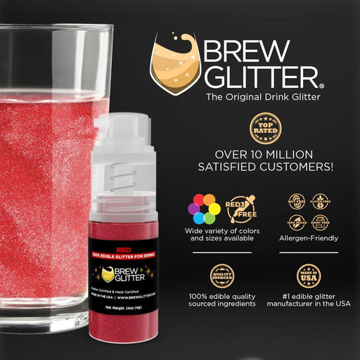Red Brew Glitter Mini Spray Pump by the Case | Private Label-Brew Glitter®