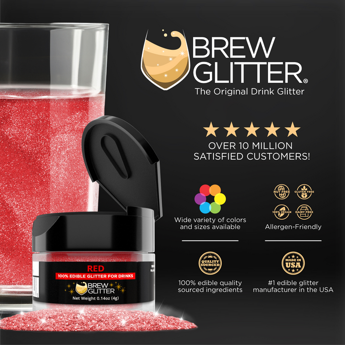 Red Edible Color Changing Brew Glitter | Food Grade Beverage Glitter-Brew Glitter®