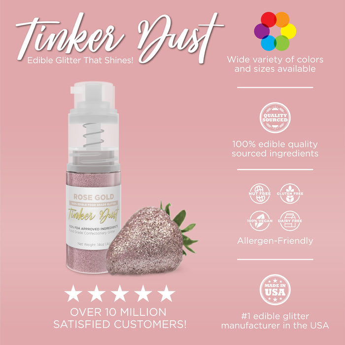 Rose Gold Edible Glitter Spray 4g Pump | Tinker Dust®-Brew Glitter®