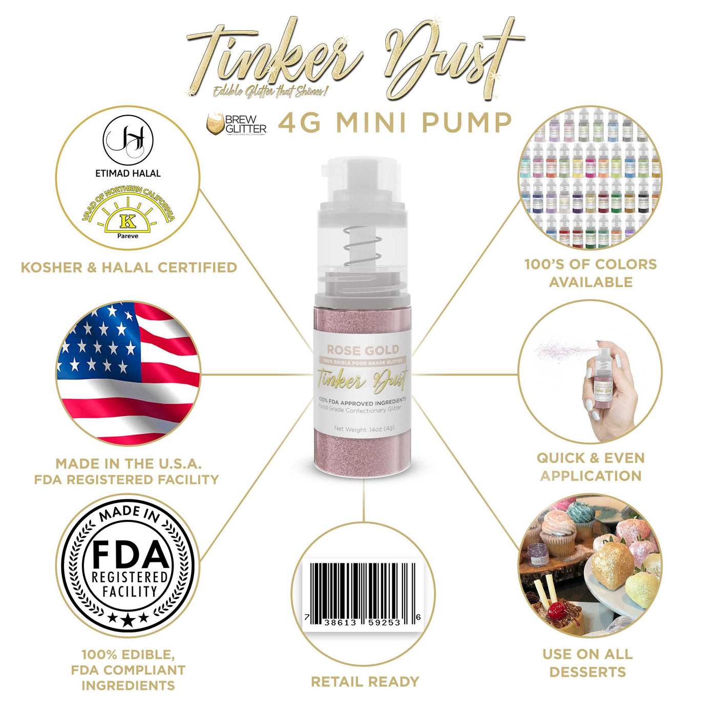 Tinker Dust Edible Glitter Spray - Rose Gold main image 0
