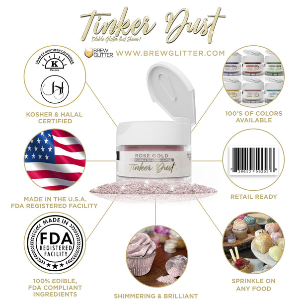 Rose Gold Edible Glitter Tinker Dust | 5 Gram Jar-Brew Glitter®