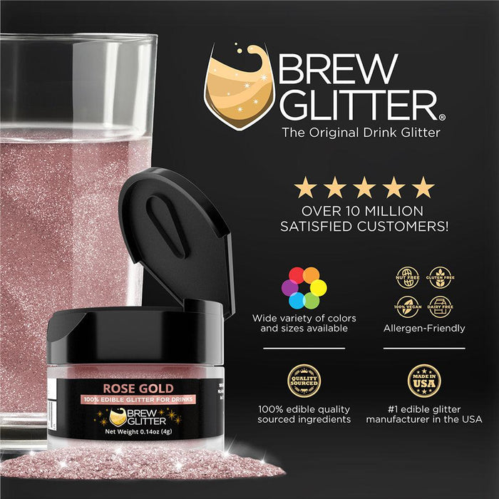 Rose Gold Glitter - 4 Gram Jar Food Grade Brew Glitter-Brew Glitter®