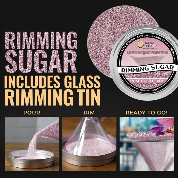 Rose Gold Pearl Cocktail Rimming Sugar by the case (24 units per/ case)-Brew Glitter®