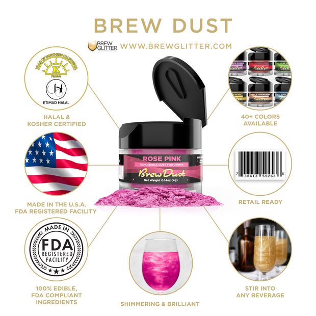Rosè Pink Edible Brew Dust | 4 Gram Jar-Brew Glitter®