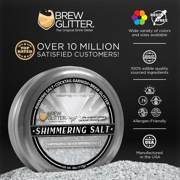 Shimmering Silver Rimming Salt by the case (24 units per/ case)-Brew Glitter®
