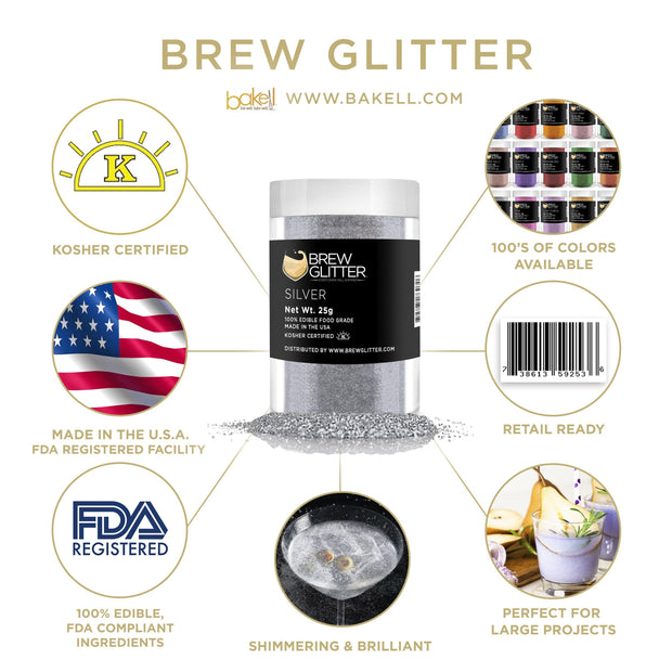 Silver Brew Glitter | Coffee & Latte Glitter-Brew Glitter®