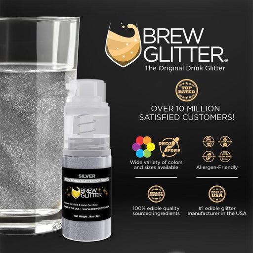 Silver Brew Glitter Mini Spray Pump by the Case | Private Label-Brew Glitter®