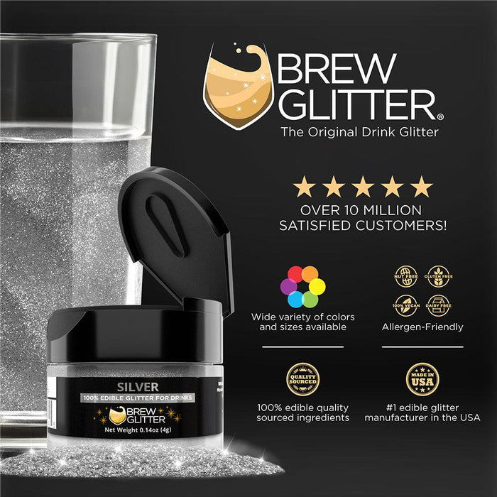 Silver Edible Glitter Mini Spray Pump for Drinks-Brew Glitter®