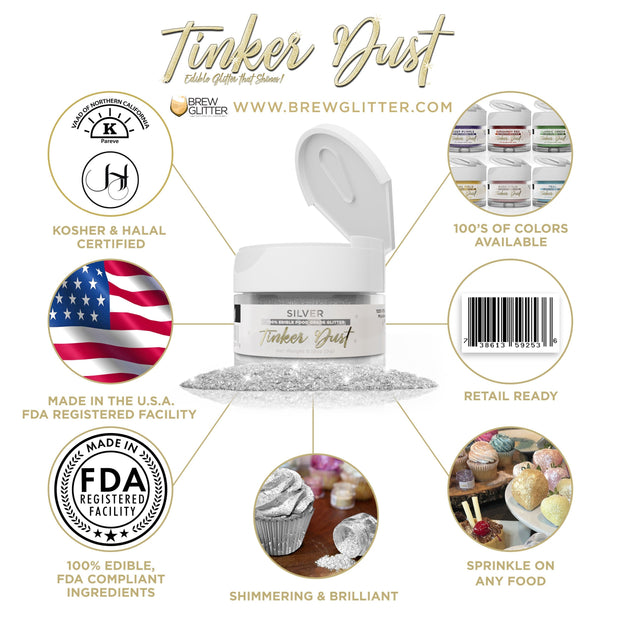 Silver Edible Glitter Tinker Dust | 5 Gram Jar-Brew Glitter®