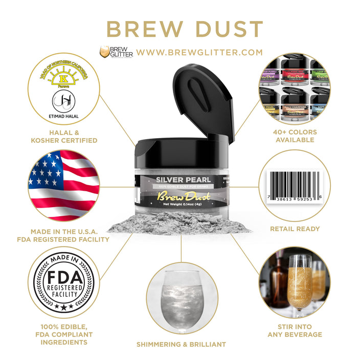 Silver Pearl Brew Dust by the Case | Private Label-Brew Glitter®