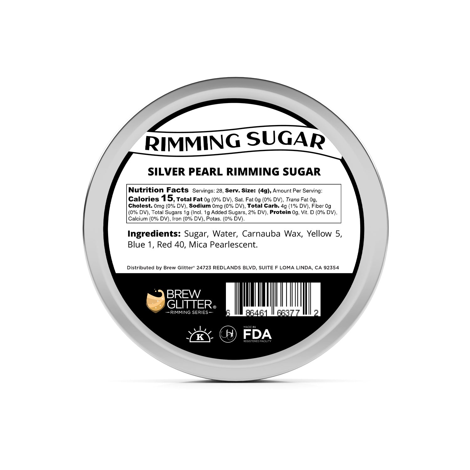 Silver Pearl Cocktail Rimming Sugar-Brew Glitter®