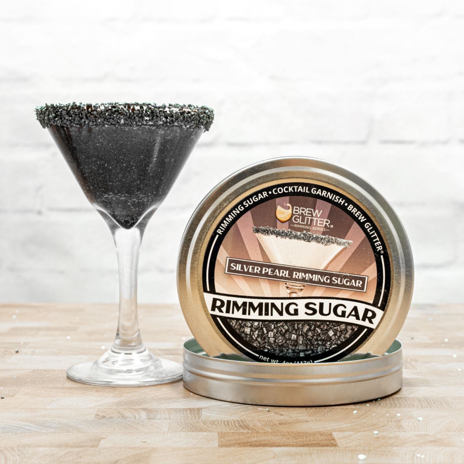 Silver Pearl Cocktail Rimming Sugar-Brew Glitter®